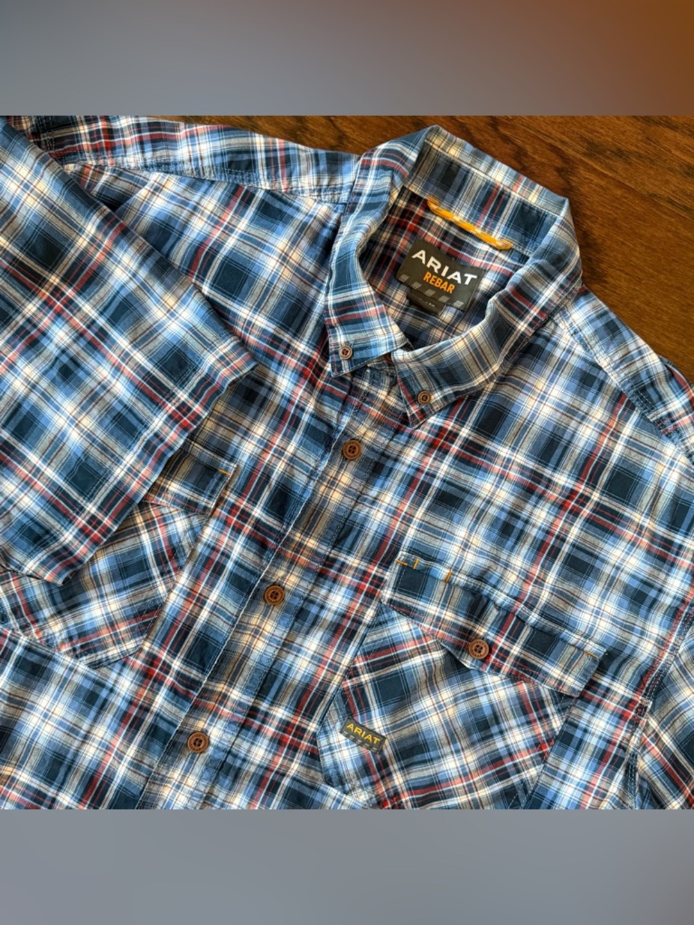 Ariat Men’s Shirt Rebar Made Tough DuraStretch Work Blue Plaid XL